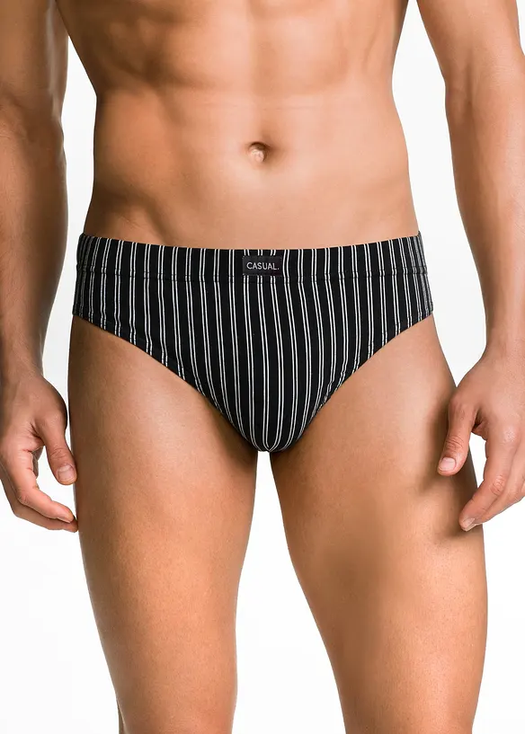 Slip mit Baumwolle (5er Pack) in schwarz von vorne - bonprix