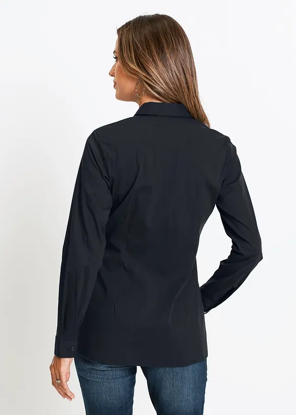 Long-Stretch-Bluse in schwarz von hinten (im Anschnitt) - bonprix