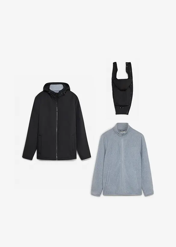 3-in-1 Tragejacke für Herren (3-tlg. Set) in schwarz von vorne - bonprix