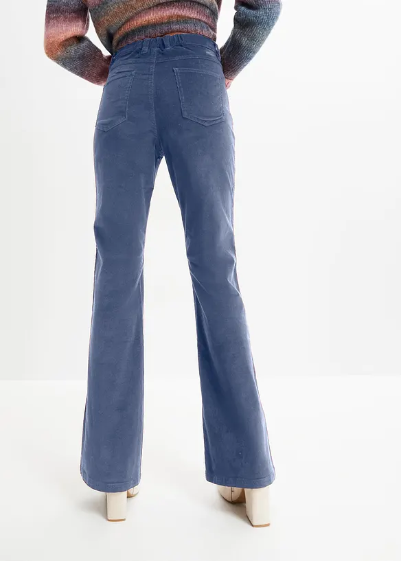 Cord-Schlaghose aus elastischem Baumwoll-Mix in blau von hinten - bonprix