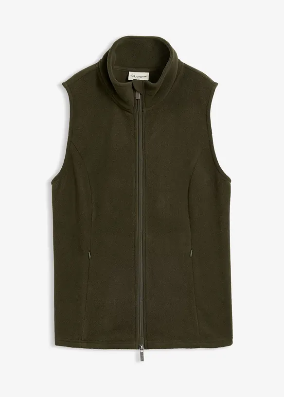 Fleece-Weste mit Taschen in grün von vorne - bonprix