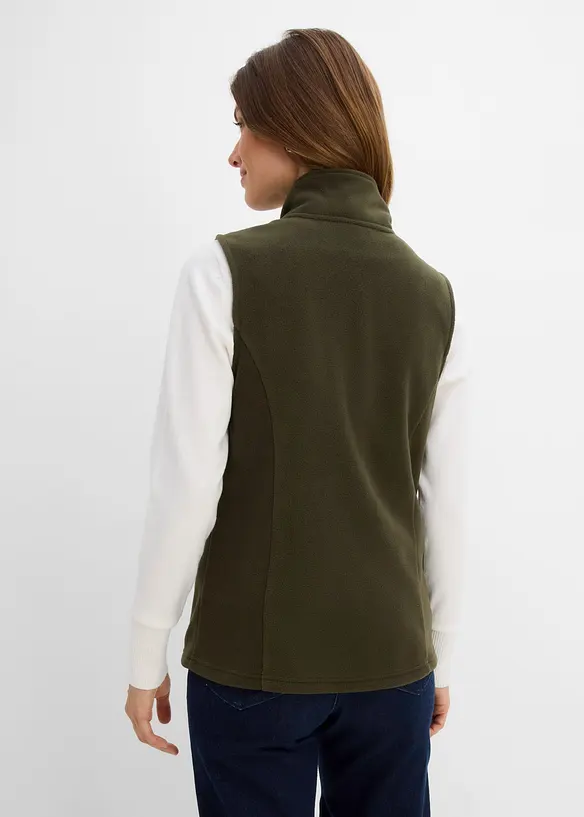 Fleece-Weste mit Taschen in grün von hinten (im Anschnitt) - bonprix