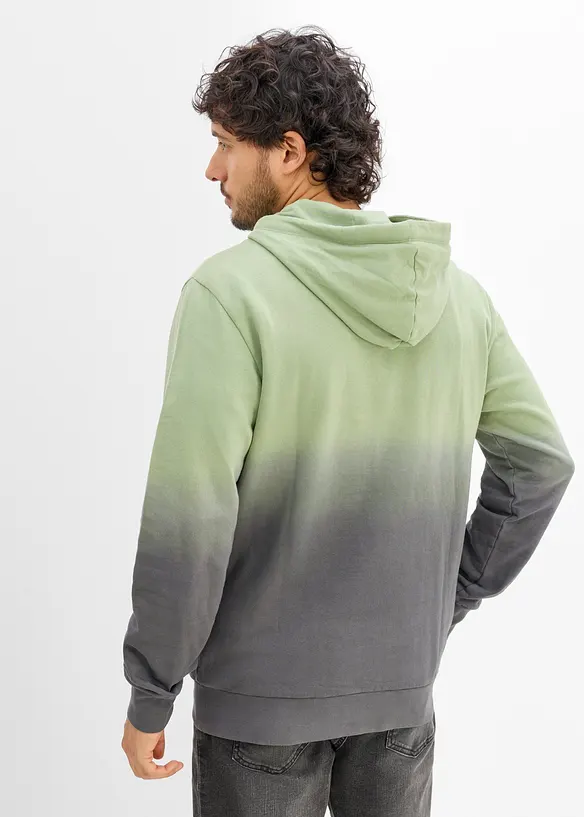 Hoodie aus reiner Bio-Baumwolle in grün von hinten (im Anschnitt) - bonprix