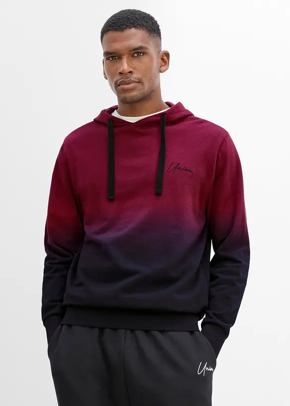 Hoodie aus reiner Bio-Baumwolle in rot von vorne (im Anschnitt) - bonprix