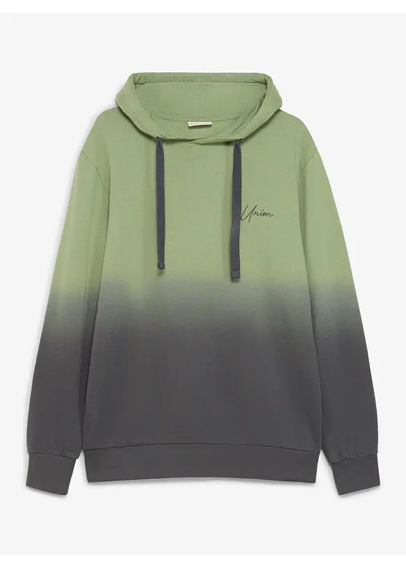 Hoodie aus reiner Bio-Baumwolle in grün von vorne - bonprix
