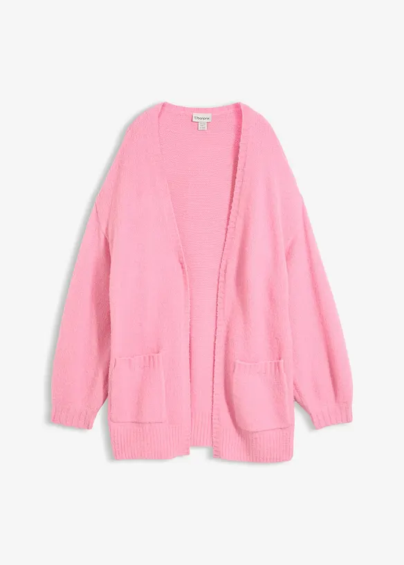 Oversize-Strickjacke in rosa von vorne - bonprix