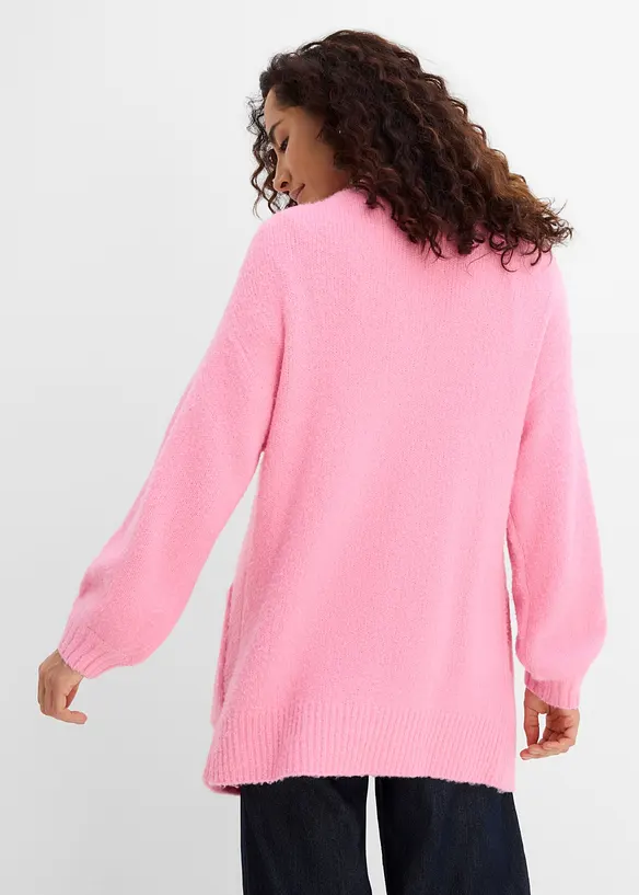 Oversize-Strickjacke in rosa von hinten (im Anschnitt) - bonprix