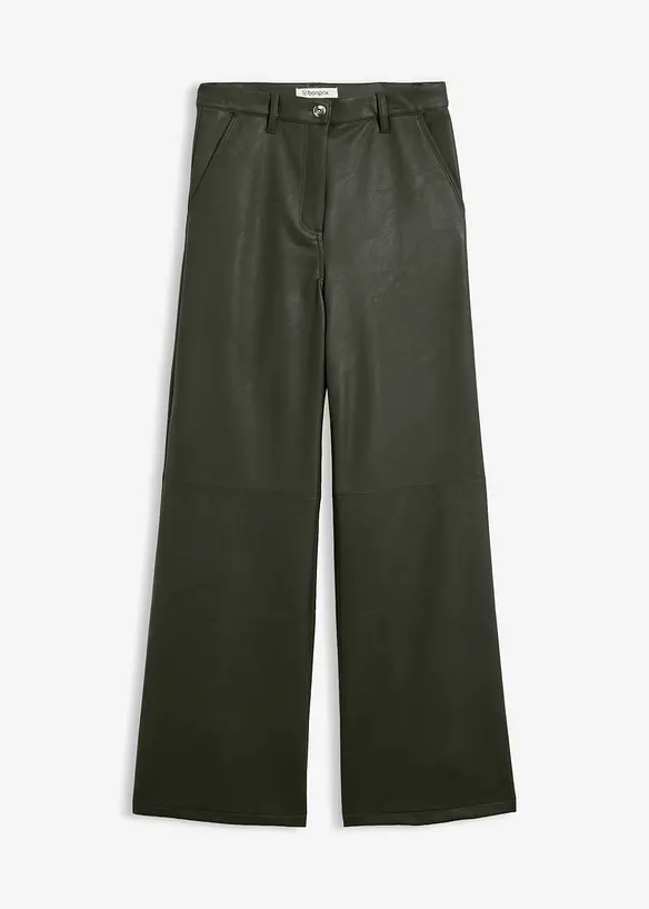 Lederimitat-Hose in grün von vorne - bonprix