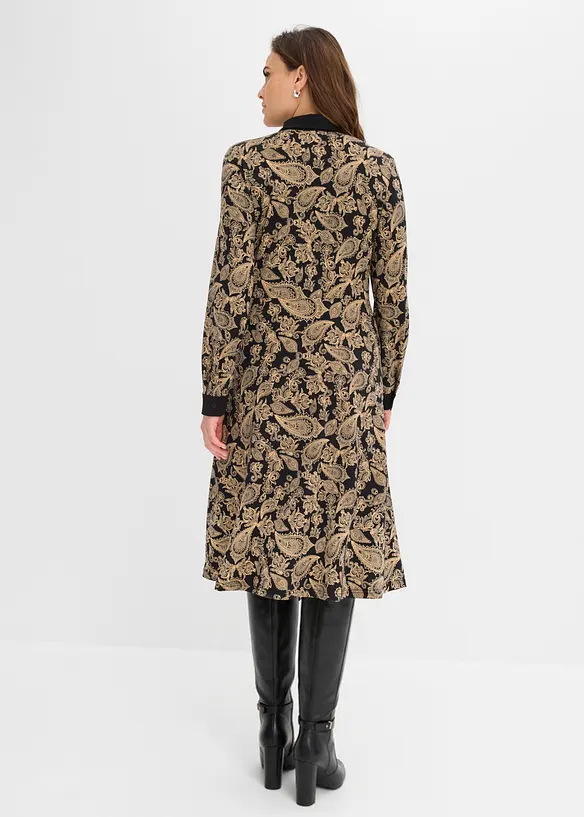 Jerseykleid im Paisley Design in schwarz von hinten (Totalaufnahme) - bonprix Jerseykleid im Paisley Design in schwarz von hinten (Totalaufnahme) - bonprix