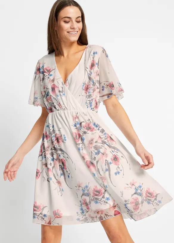 Minikleid aus Mesh in weiß von vorne (Totalaufnahme) - bonprix