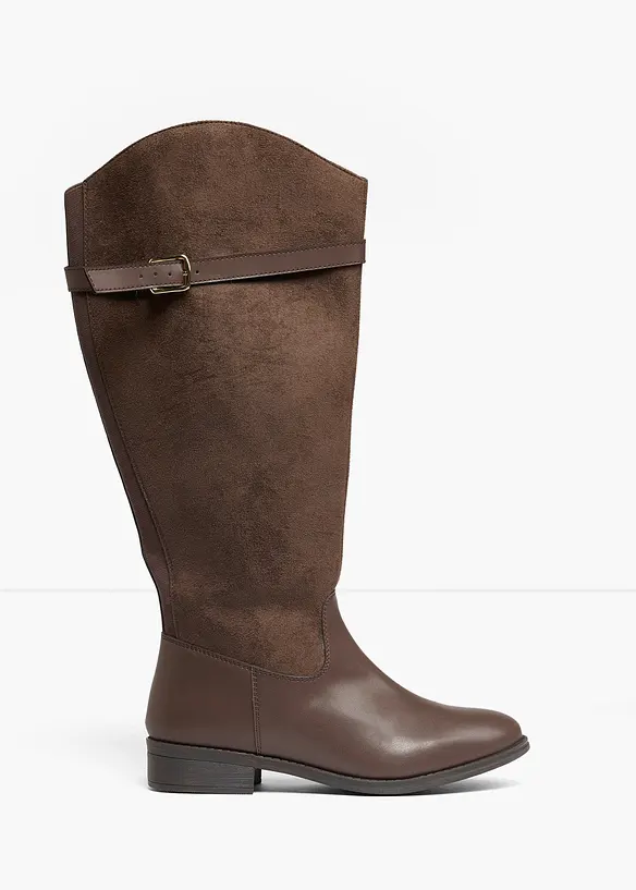 Weitschaftstiefel mit Schnalle in braun - bonprix
