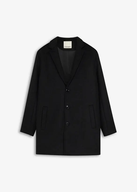 Kurzmantel mit Wollanteil in schwarz von vorne - bonprix