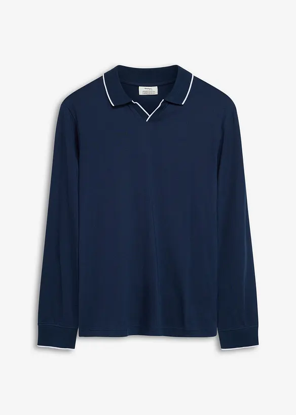 Poloshirt aus reiner Bio-Baumwolle in blau von vorne - bonprix