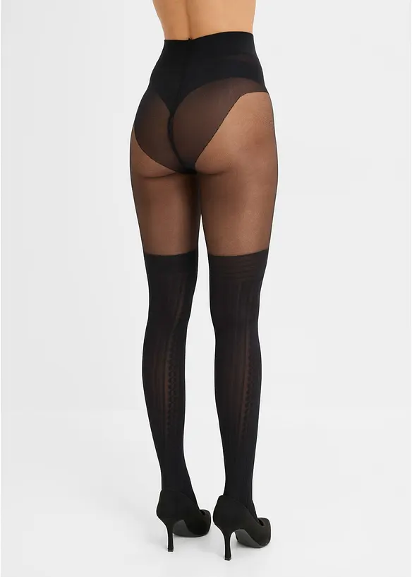 Overknee-Strumpfhose 40 DEN in schwarz von hinten - bonprix