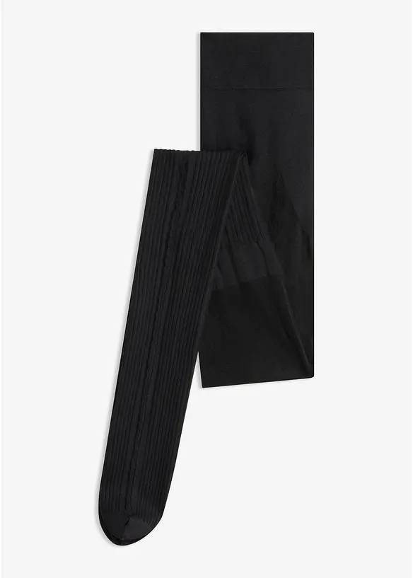 Overknee-Strumpfhose 40 DEN in schwarz von vorne - bonprix