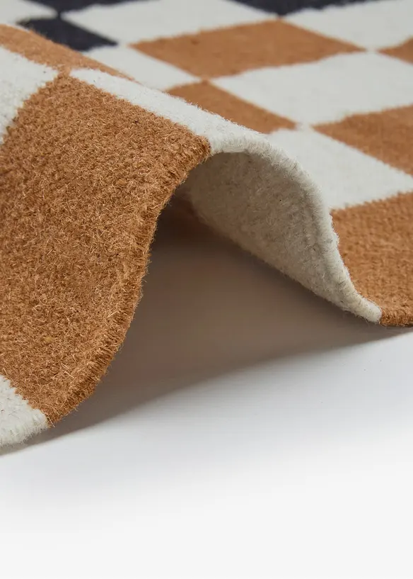 Naturteppich mit karierter Musterung in beige (Detailaufnahme) - bonprix