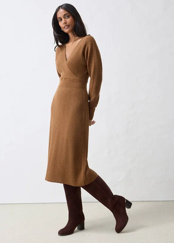 Strickkleid mit weichem Woll-Mix in braun von vorne (Totalaufnahme) - bonprix Strickkleid mit weichem Woll-Mix in braun von vorne (Totalaufnahme) - bonprix