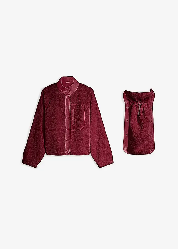 Umstands- und Tragejacke aus Teddyfleece in rot von vorne - bonprix