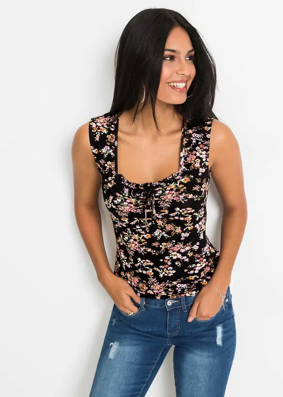 Top aus softem Viskose-Mix in schwarz von vorne (im Anschnitt) - bonprix Top aus softem Viskose-Mix in schwarz von vorne (im Anschnitt) - bonprix