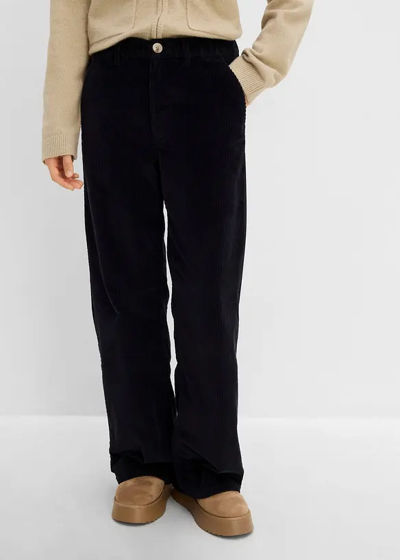 Cordhose aus Baumwoll-Mix in schwarz von vorne - bonprix