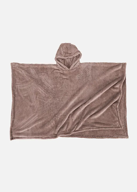 Kuscheliger Sofa-Poncho mit Kapuze in braun von vorne - bonprix