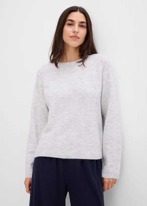 Weiter Feinstrickpullover in grau von hinten (im Anschnitt) - bonprix
