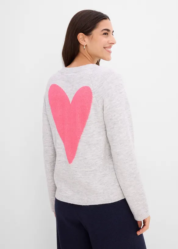 Weiter Feinstrickpullover in grau von vorne (im Anschnitt) - bonprix