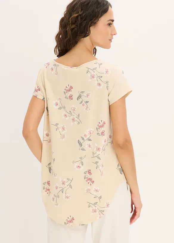 Tunika-Shirt aus Baumwoll-Mix in beige von hinten (im Anschnitt) - bonprix