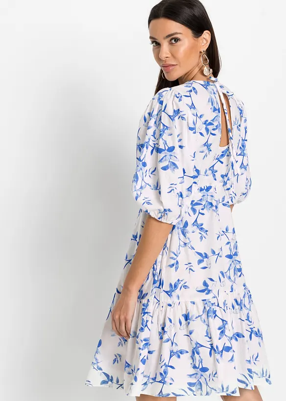 Minikleid aus reiner Baumwolle in weiß von hinten (Totalaufnahme) - bonprix Minikleid aus reiner Baumwolle in weiß von hinten (Totalaufnahme) - bonprix