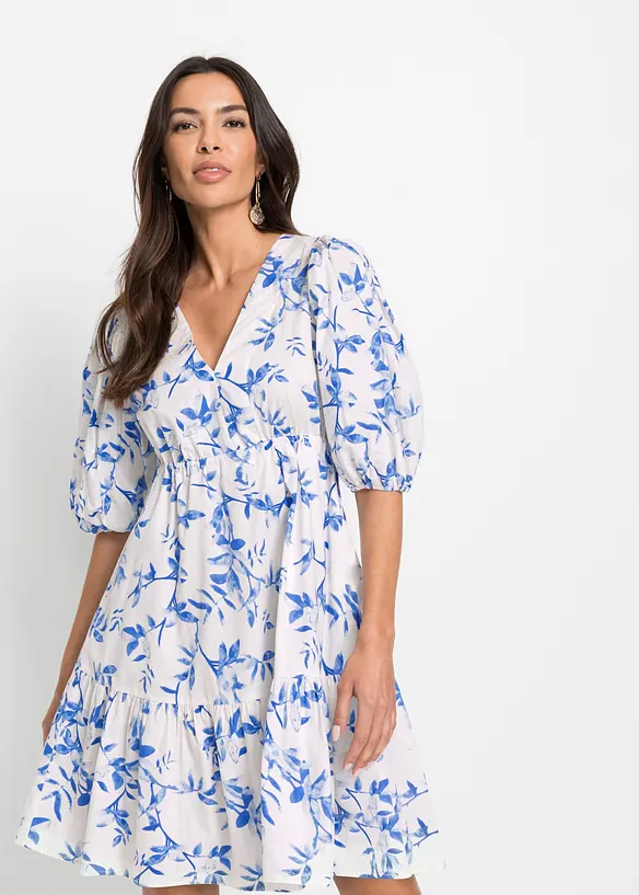 Minikleid aus reiner Baumwolle in weiß von vorne (Totalaufnahme) - bonprix Minikleid aus reiner Baumwolle in weiß von vorne (Totalaufnahme) - bonprix
