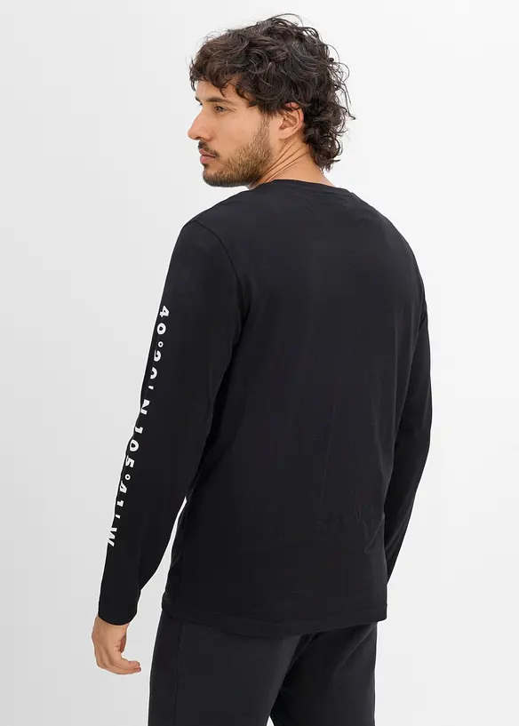Langarmshirt aus reiner Bio-Baumwolle in schwarz von hinten (im Anschnitt) - bonprix