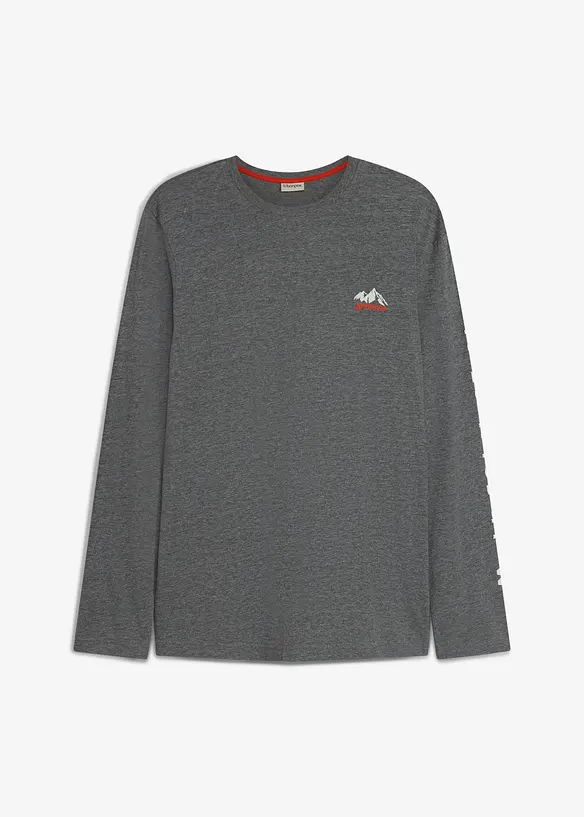 Langarmshirt aus reiner Bio-Baumwolle in grau von vorne - bonprix