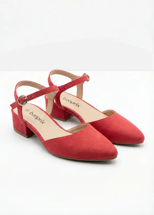 Slingpumps mit niedrigem Absatz in rot - bonprix