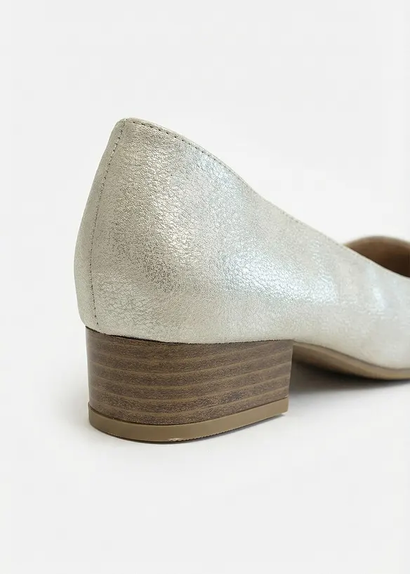 Pumps mit Blockabsatz in beige - bonprix