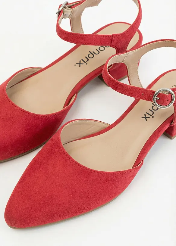 Slingpumps mit niedrigem Absatz in rot - bonprix