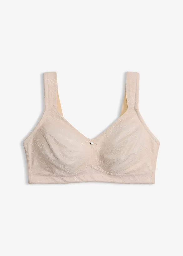 Entlastungs-BH ohne Bügel mit gepolsterten Trägern in beige von vorne - bonprix