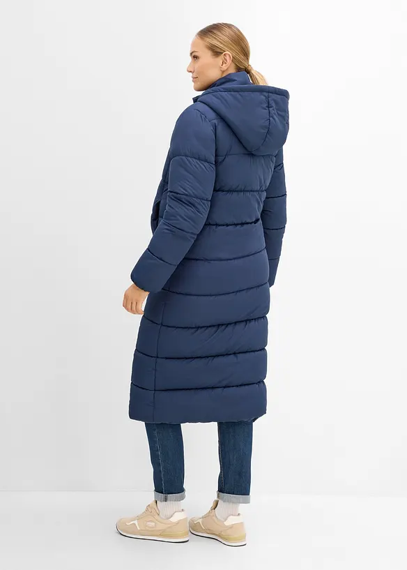 Warmer 2-in-1 Umstands-Puffermantel mit Trageeinsatz in blau von hinten (Totalaufnahme) - bonprix