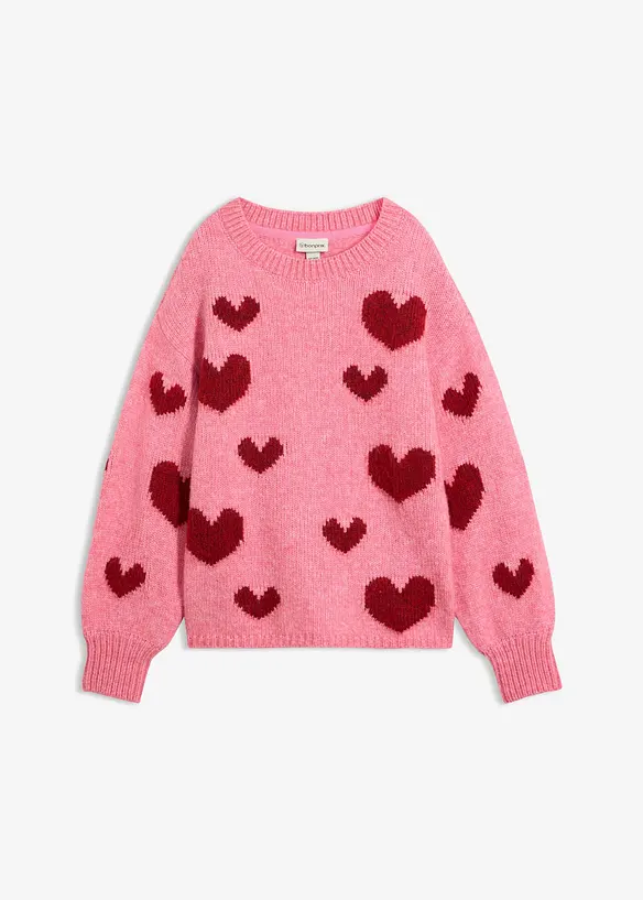 Boxy-Strickpullover in pink von vorne - bonprix