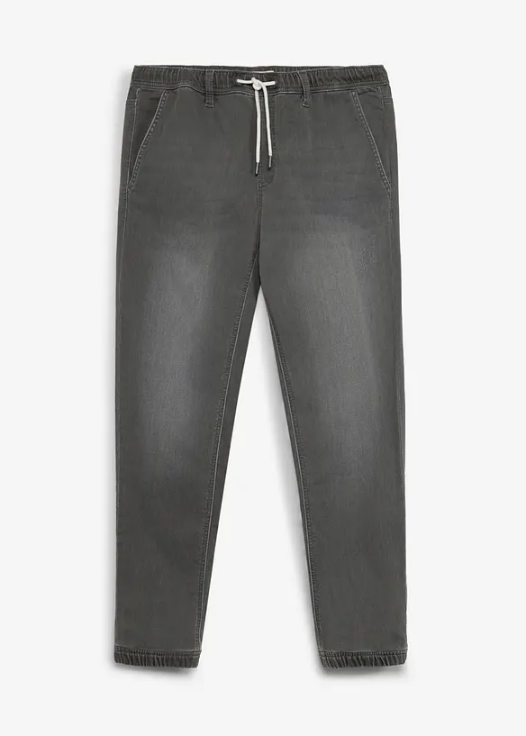 Regular-Fit Jeans-Jogger mit Dehnbund, Straight in grau von vorne - bonprix
