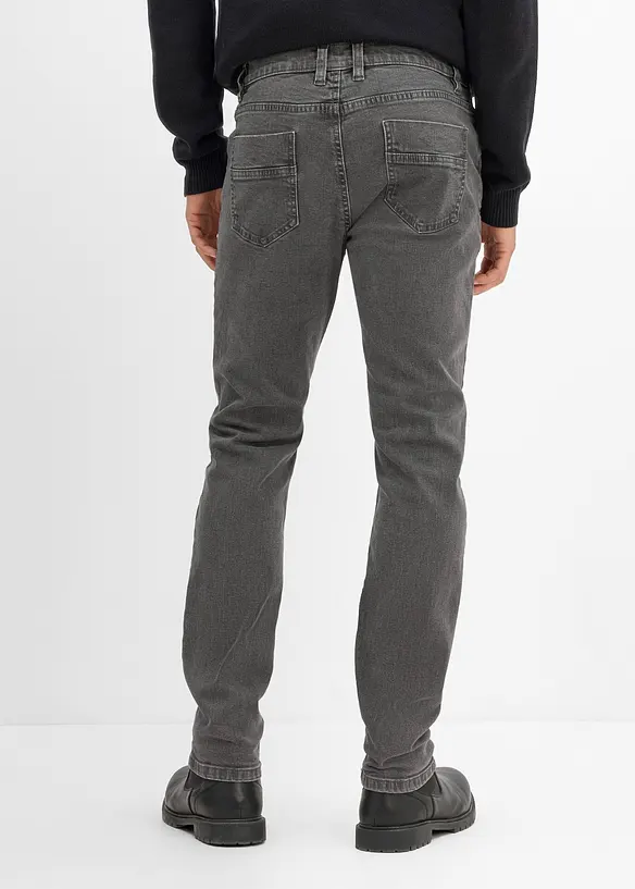 Slim-Fit-Jeans, Straight in grau von hinten - bonprix