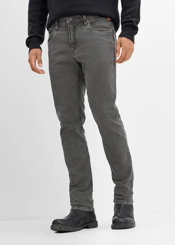 Slim-Fit-Jeans, Straight in grau von vorne - bonprix