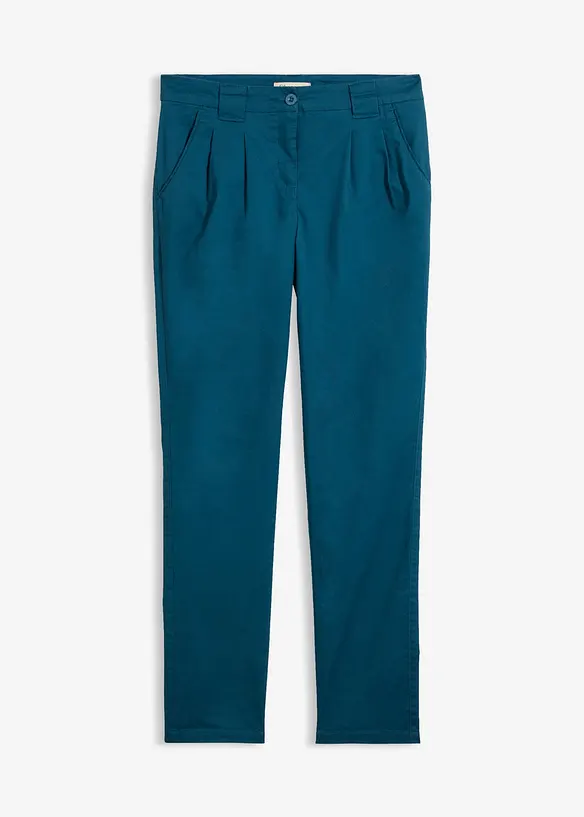 Chinohose aus elatischem Baumwoll-Mix in petrol von vorne - bonprix