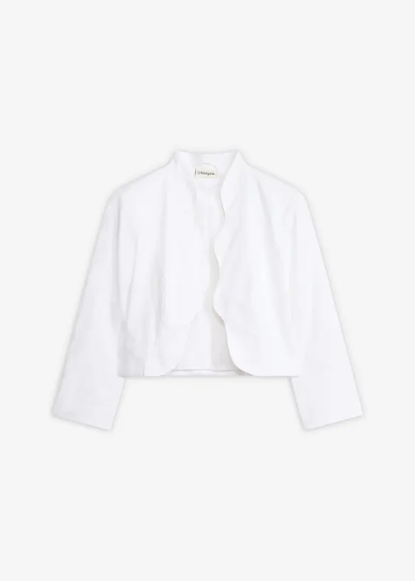 Bolero aus feiner Baumwolle in weiß von vorne - bonprix