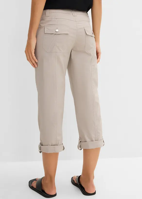 3/4-Stretch-Cargo-Hose aus Baumwoll-Mix in grau von hinten - bonprix