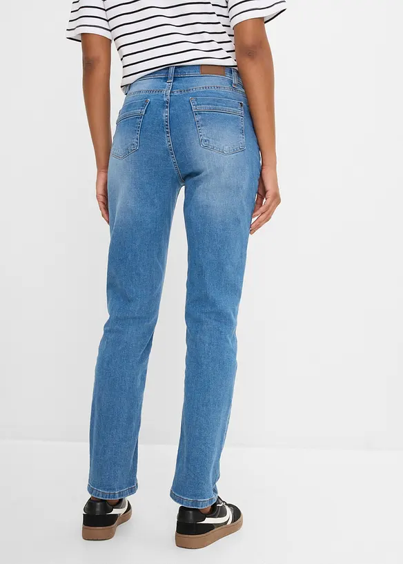 Straight-Jeans Mid Waist, Stretch in blau von hinten - bonprix