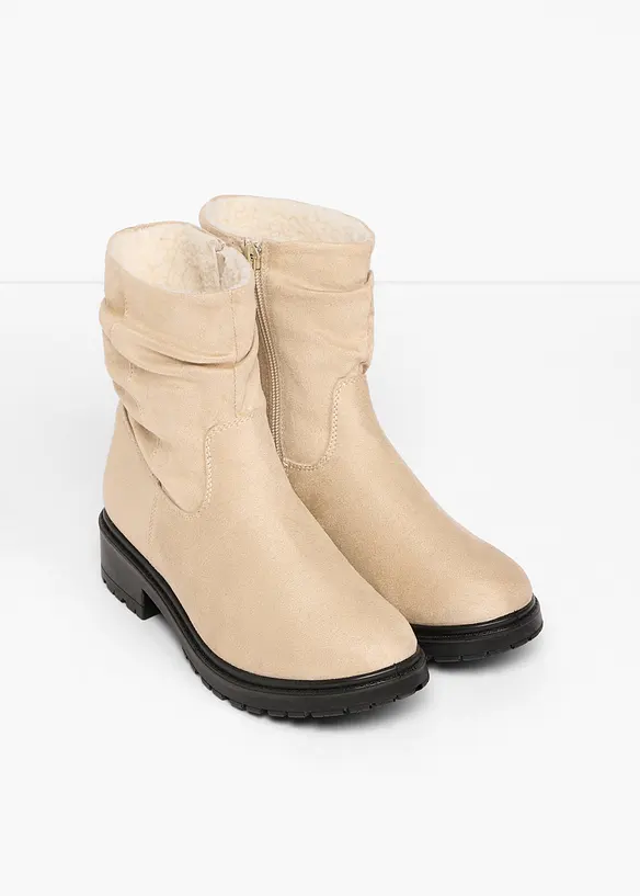 Boots mit Raffung in beige - bonprix