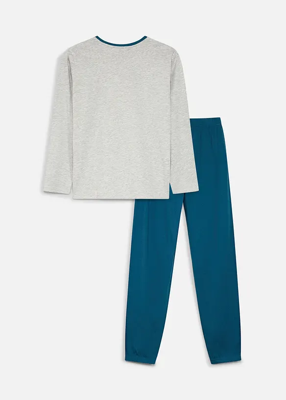 Pyjama aus reiner Bio-Baumwolle (2-tlg. Set) in petrol von hinten - bonprix