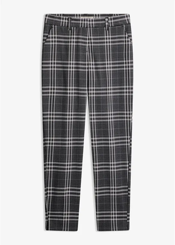 Stretch-Hose mit Karomuster in schwarz von vorne - bonprix Stretch-Hose mit Karomuster in schwarz von vorne - bonprix