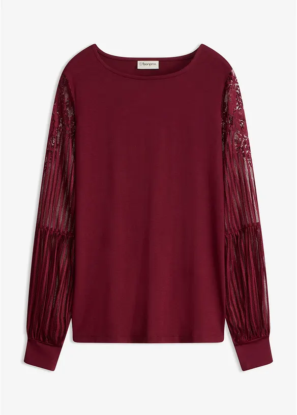 Langarmshirt aus Viskose-Mix in rot von vorne - bonprix
