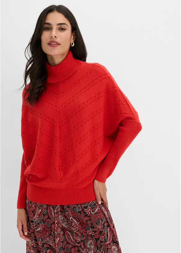 Rollkragenpullover in rot von vorne (im Anschnitt) - bonprix